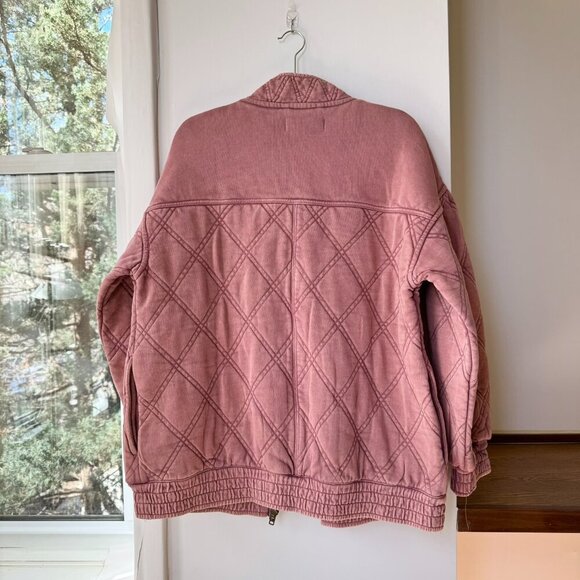 New Free People Juno Jacket Quilted Oversized Bomber Coat Pink Nostalgia Rose - Picture 8 of 11